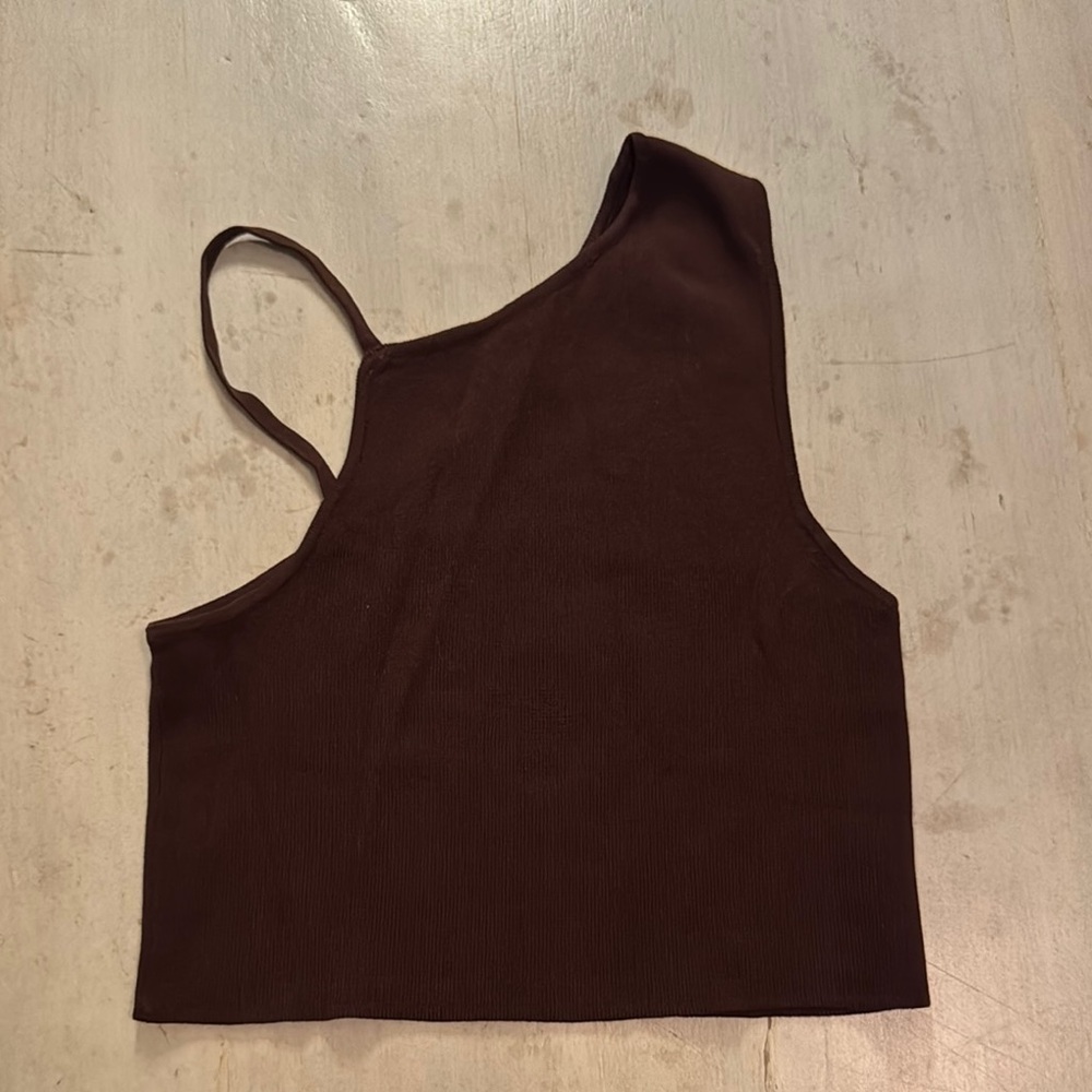 Zara Brown Asymmetrical Sleeveless Tank Top